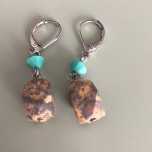 Fashion earrings with turquoise detail.